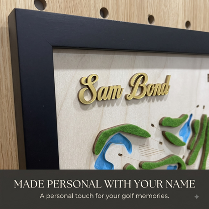 Custom Golf Wall Decor with Course Map, Personalized Golfer Name & Photo Display, Golf Gift for Him, Golf Room Art