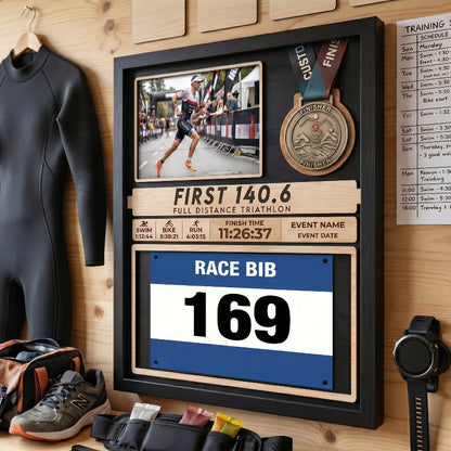 First Triathlon Medal Holder, Personalized Triathlon Medal Display, Custom Race Achievement Hanger, Gift for Triathletes
