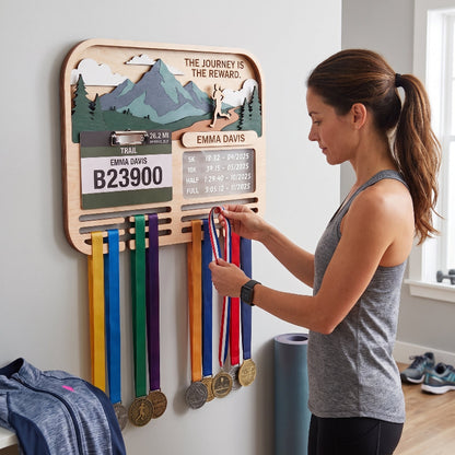 Runner Gift for Her Trail Running Medal Holder Race Bib Display Custom Medal Hanger Gift for Runners