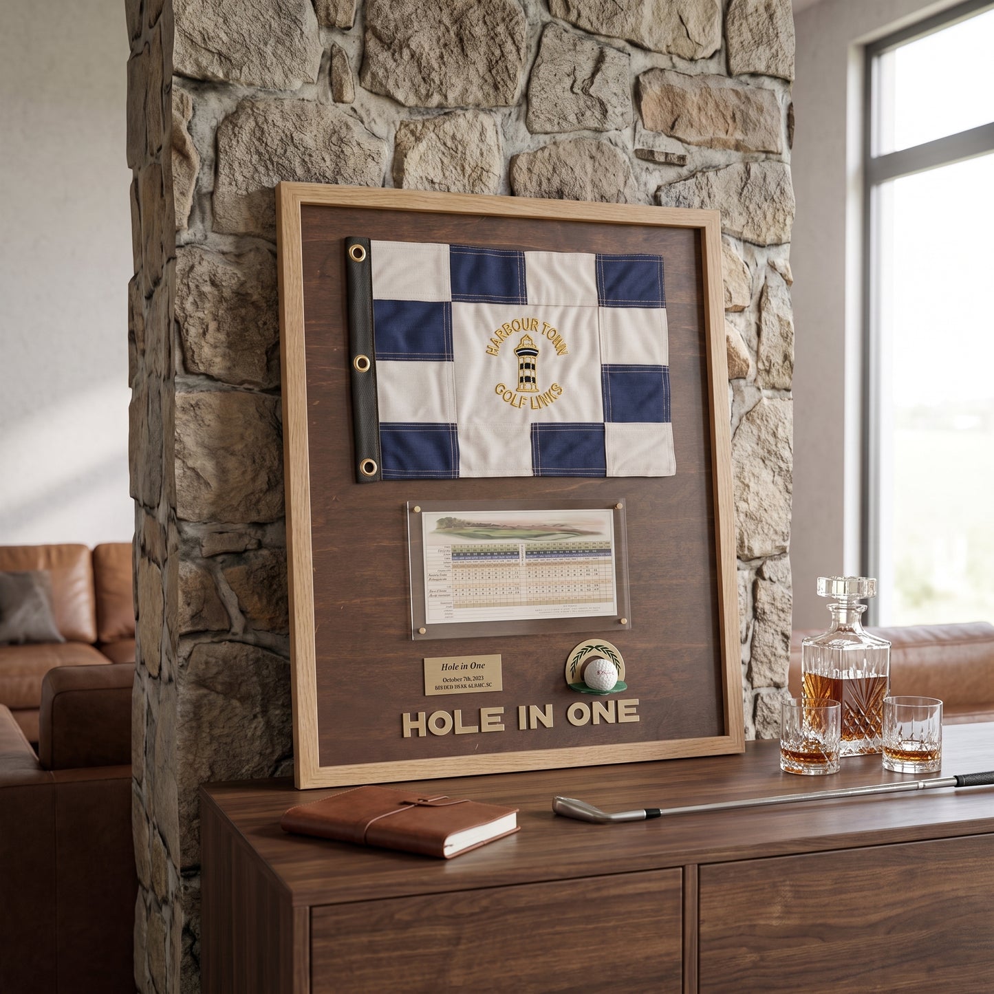 Hole in One Score Display | Personalized Golf Ball & Flag Achievement Frame | Golf Award Gift