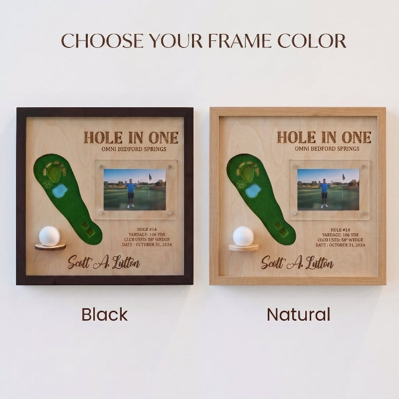 Personalized Hole in One Golf Display | Golf Ball Holder, Photo & Golf Course Map | Golf Gift For men