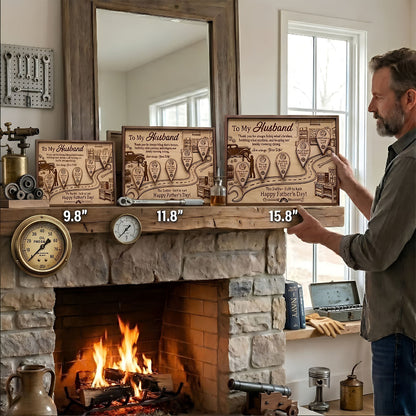 Mechanic Husband Timeline Wooden Sign, Personalized Father’s Day Gift for Husband, Custom Garage Family Keepsake Plaque