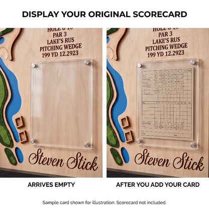 Personalized Hole in One Golf Display Golf Course Map Golf Ball Holder Custom Golf Gift for Men