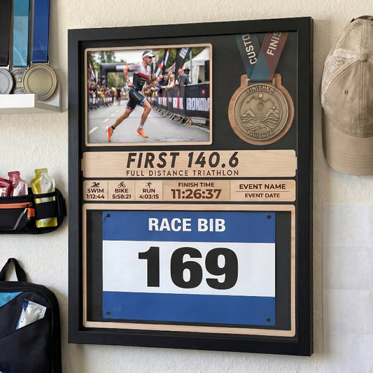 First Triathlon Medal Holder, Personalized Triathlon Medal Display, Custom Race Achievement Hanger, Gift for Triathletes