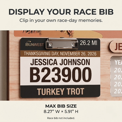 Running Medal Holder, New York Turkey Trot, Race Bib Display, Custom Medal Hanger, Race Medal Display, 5K Medal Holder