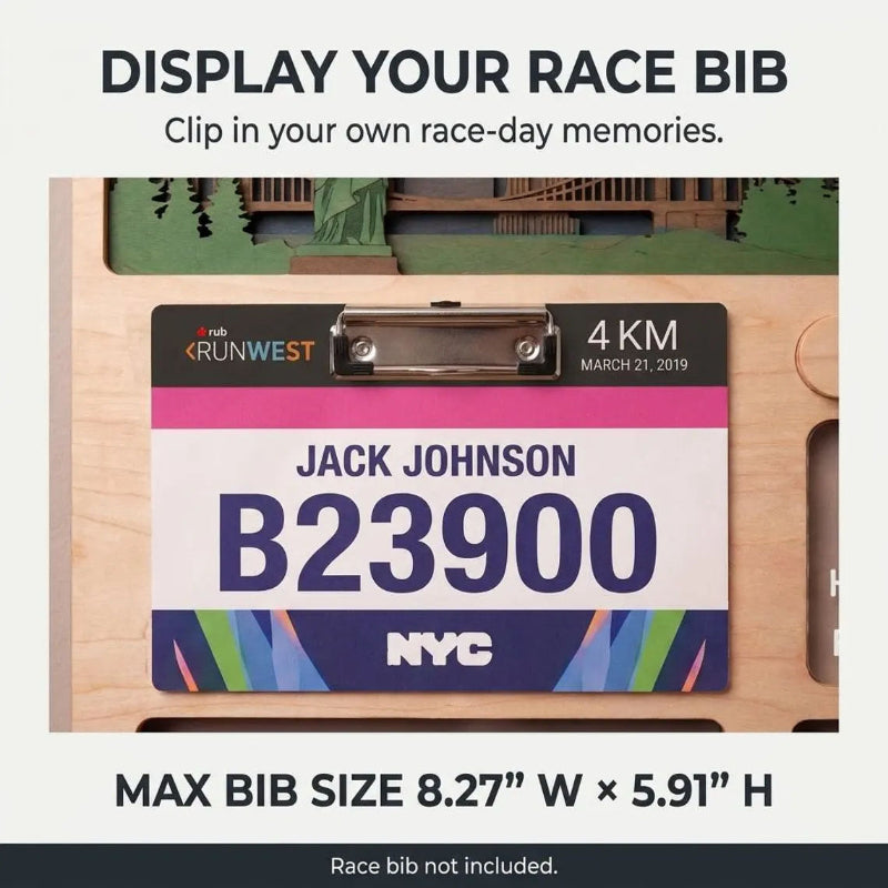 Personalized Marathon Medal Holder, City Running Design, Race Bib Display, Custom Medal Hanger