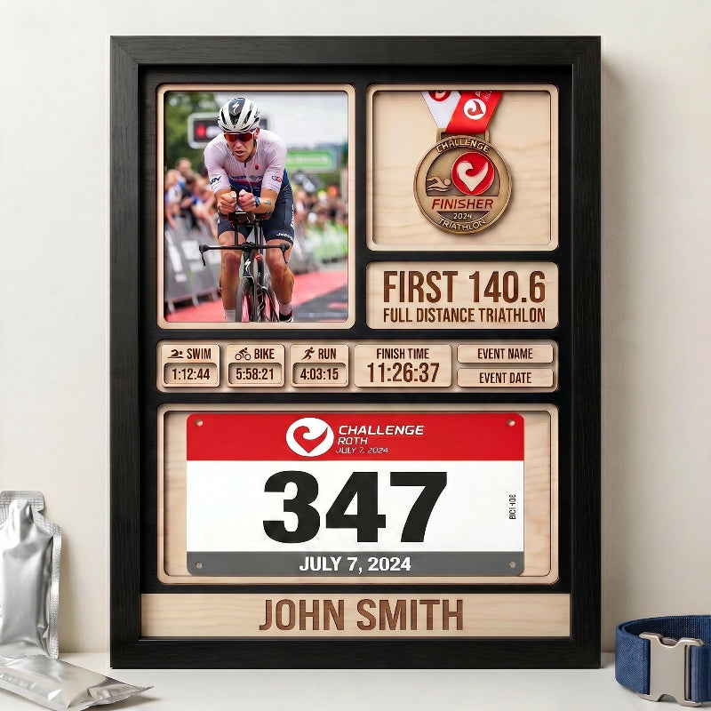 1st Triathlon Medal Holder, Personalized Triathlon Finisher Gift, Swim Bike Run Medal Display, Race Achievement Hanger