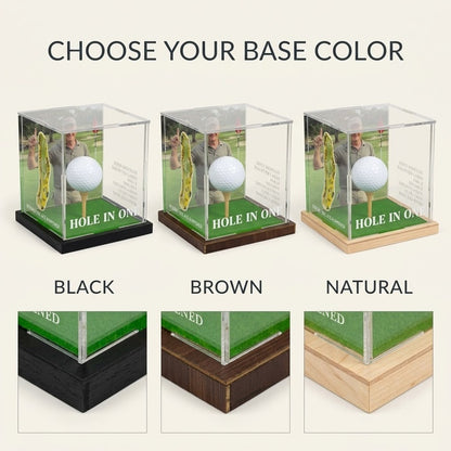 Hole in One Display with Photo, Personalized Golf Ball & Course Map Mica Box, Custom Golf Gift for Dad, Golf Keepsake for Him