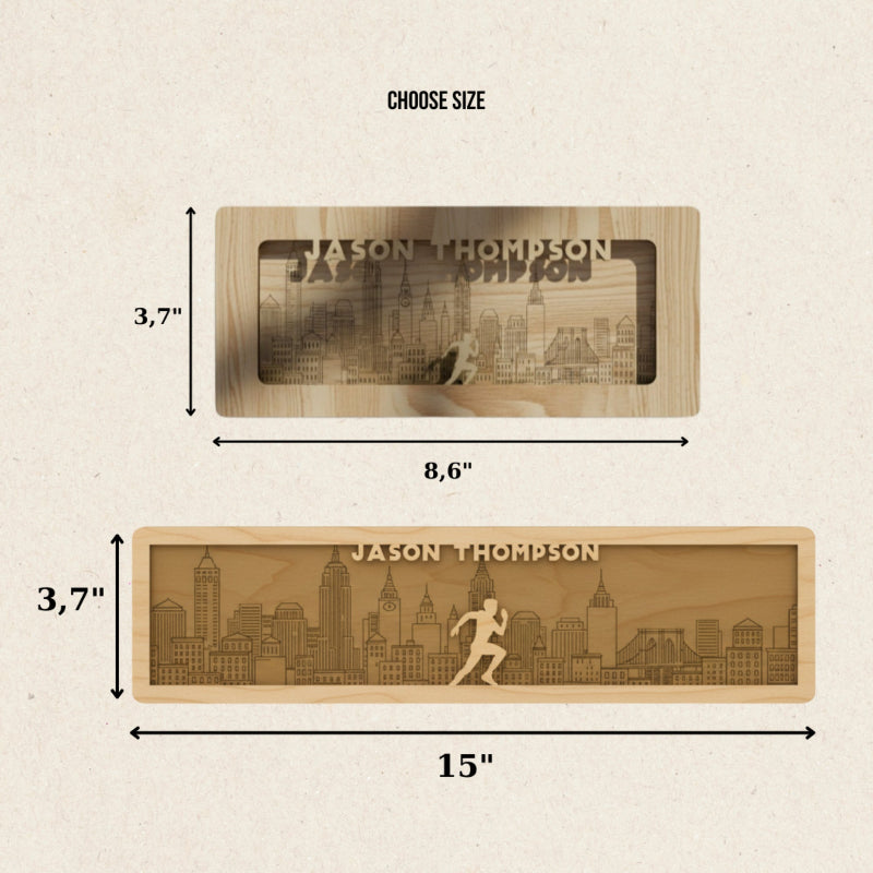 Personalized Running Medal Holder With Name, Custom Marathon Medal Display, Wooden Race Award Hanger, Gift for Runners