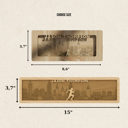Personalized Running Medal Holder With Name, Custom Marathon Medal Display, Wooden Race Award Hanger, Gift for Runners