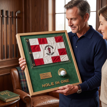 Personalized Hole in One Award | Golf Flag & Ball Display Frame | Unique Golf Achievement Gift