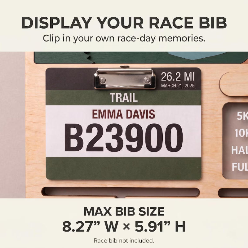 Personalized Trail Running Medal Holder & Race Bib Display, Wooden Medal Hanger, Runner Gift for Her