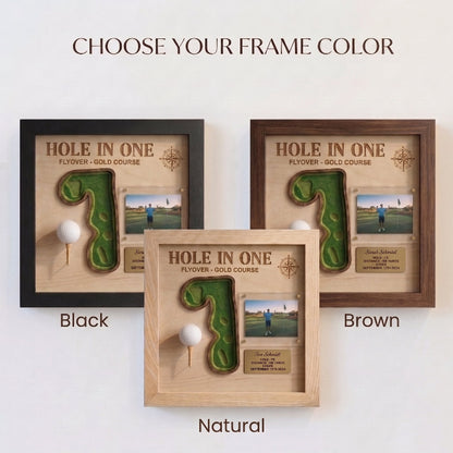 Personalized Hole in One Golf Display | Golf Ball Holder, Photo & Course Map | BrassTag Golf Gift