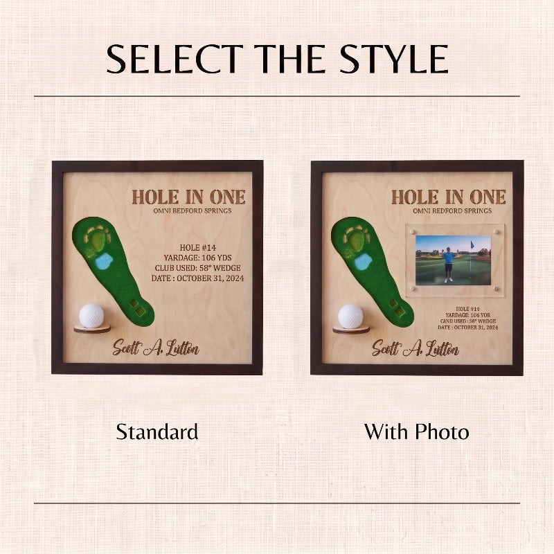 Personalized Hole in One Golf Display | Golf Ball Holder, Photo & Golf Course Map | Golf Gift For men
