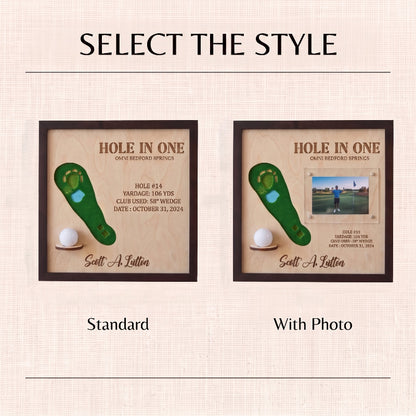Personalized Hole in One Golf Display | Golf Ball Holder, Photo & Golf Course Map | Golf Gift For men