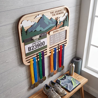 Runner Gift for Her Trail Running Medal Holder Race Bib Display Custom Medal Hanger Gift for Runners
