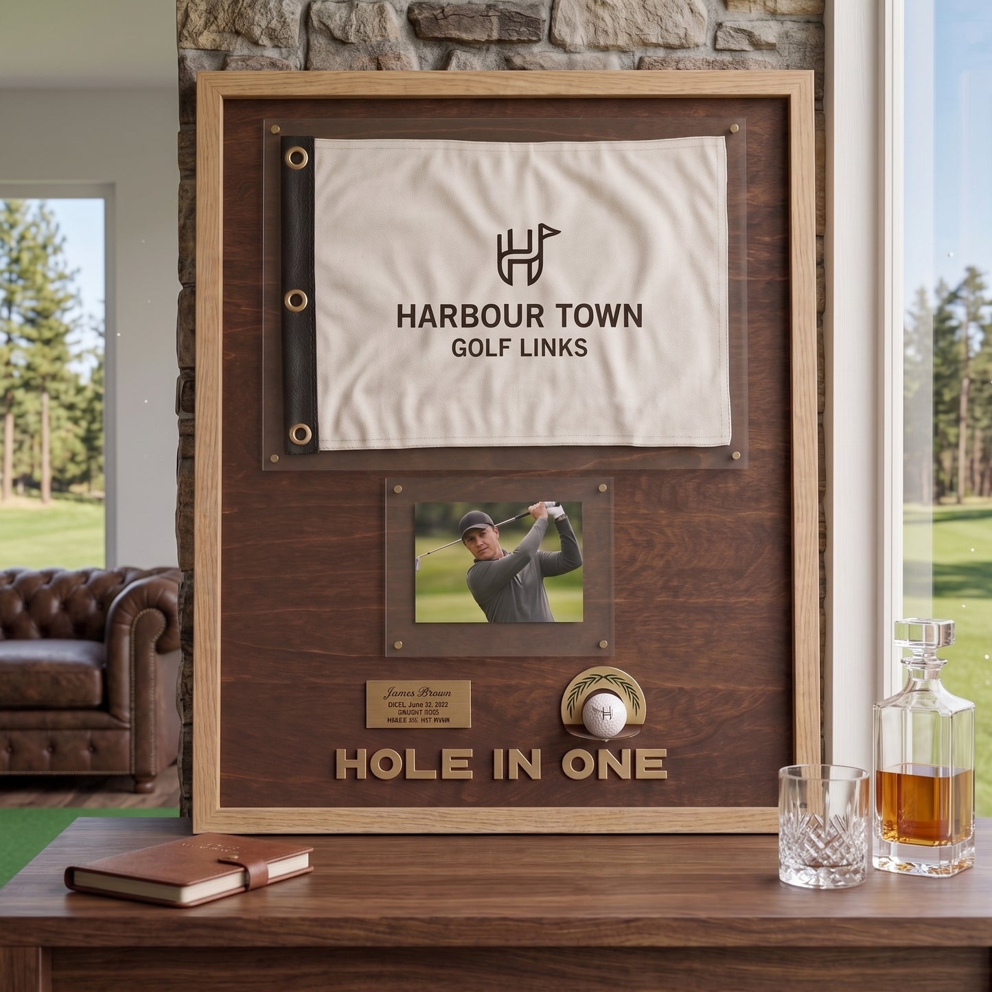 Hole in One Golf Display | Personalized Ball, Flag & Photo Holder | Golf Gift for Him