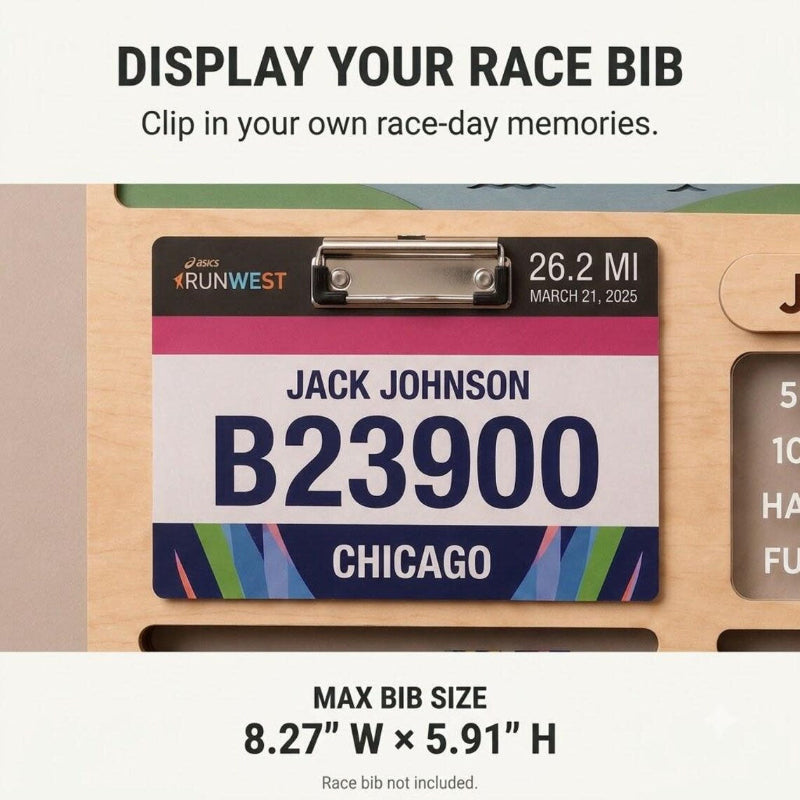 Chicago Marathon Medal Holder, Personalized Running Medal Hanger, Optional Race Bib Display and Tracker