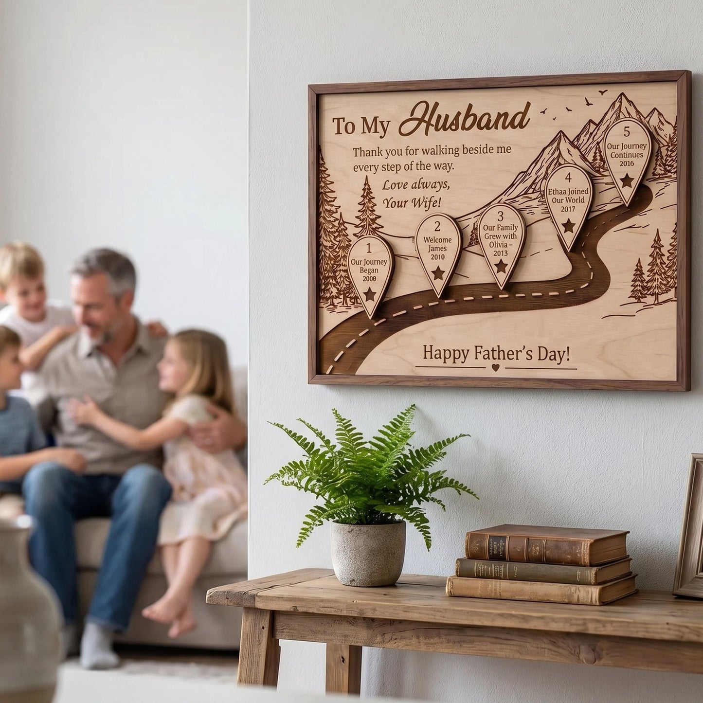 Thank You for Walking Beside Me Timeline Wooden Sign, Personalized Husband Gift, Father’s Day Gift for Husband, Custom Road Love Story Plaque