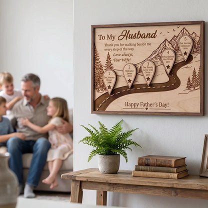 Thank You for Walking Beside Me Timeline Wooden Sign, Personalized Husband Gift, Father’s Day Gift for Husband, Custom Road Love Story Plaque
