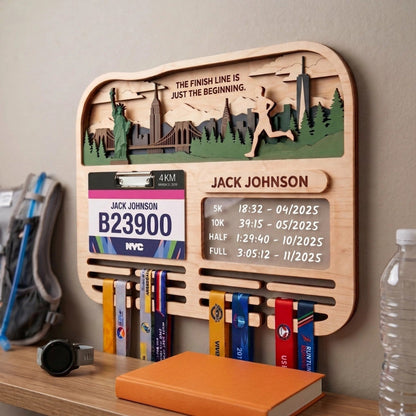 Running Medal Holder Race Bib Display Custom Medal Hanger City Marathon Gift for Runners