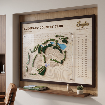 Personalized Golf Course Map with Scorecard | Custom Golf Gift for Him | Golf Wall Decor Display