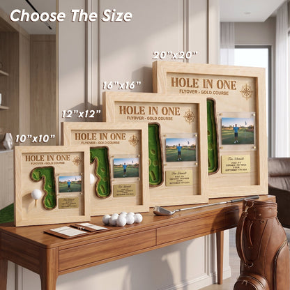 Personalized Hole in One Golf Display | Golf Ball Holder, Photo & Course Map | BrassTag Golf Gift