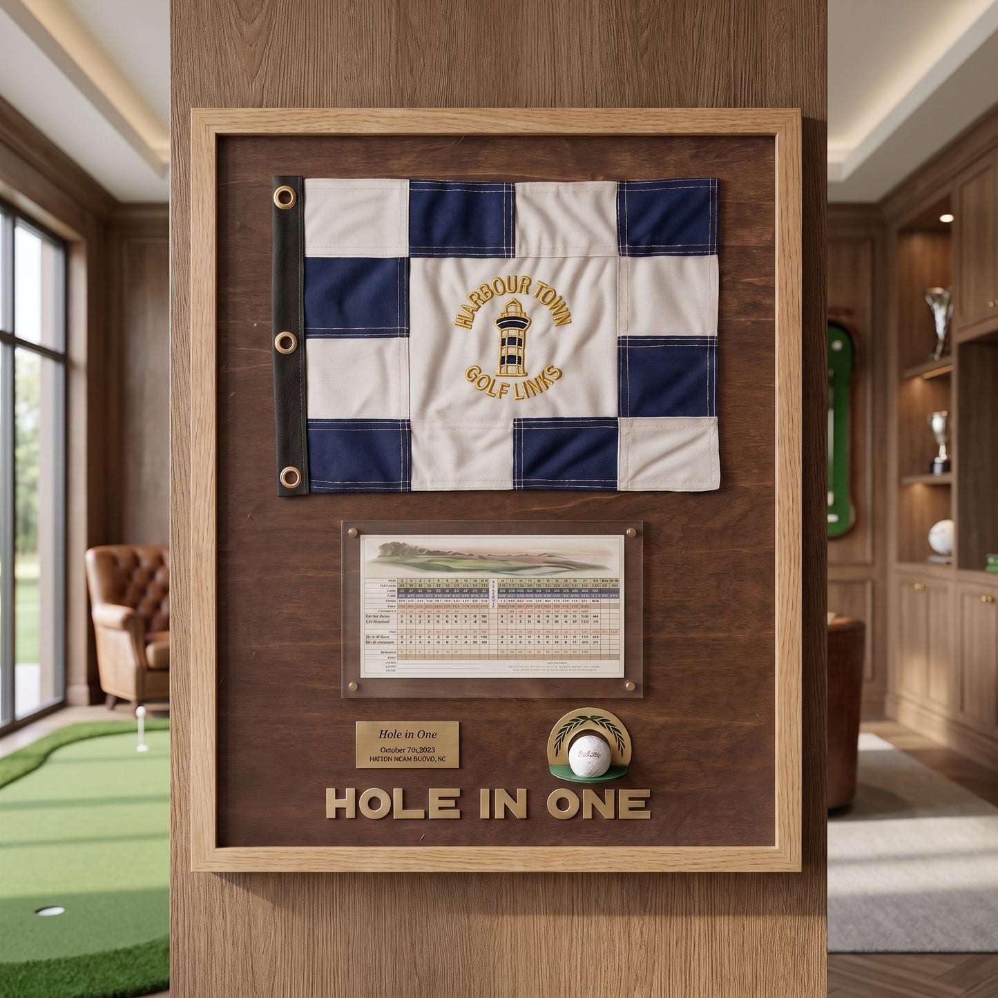 Hole in One Score Display | Personalized Golf Ball & Flag Achievement Frame | Golf Award Gift