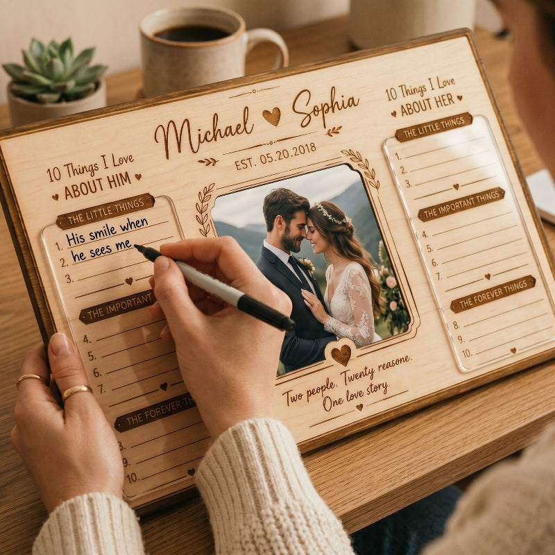 10 Things I Love About You Wooden Display, Personalized Anniversary Gift for Husband Wife, Custom Wedding Keepsake Plaque