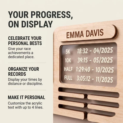 Personalized Trail Running Medal Holder & Race Bib Display, Wooden Medal Hanger, Runner Gift for Her