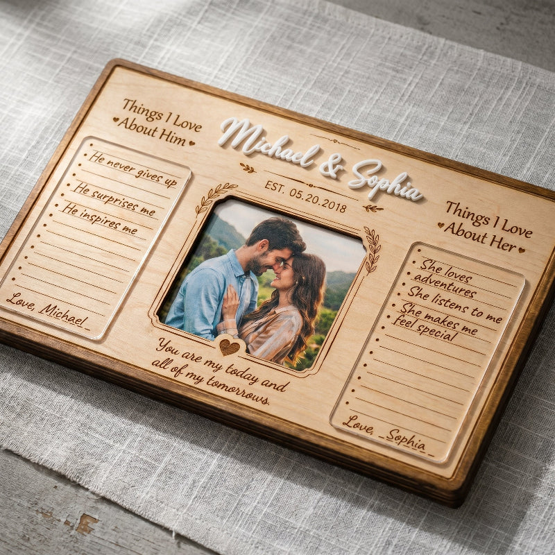Things I Love About You Wooden Display, Personalized Anniversary Gift for Husband Wife, Custom Wedding Keepsake Plaque