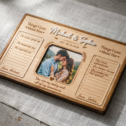 Things I Love About You Wooden Display, Personalized Anniversary Gift for Husband Wife, Custom Wedding Keepsake Plaque
