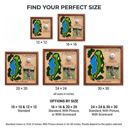 Hole in One Acrylic Display, Personalized Golf Course Map, Ball & Photo Frame, Custom Golf Gift