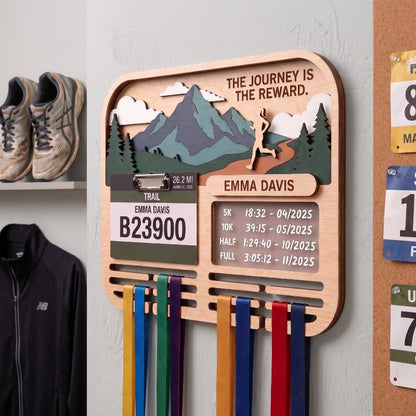 Runner Gift for Her Trail Running Medal Holder Race Bib Display Custom Medal Hanger Gift for Runners