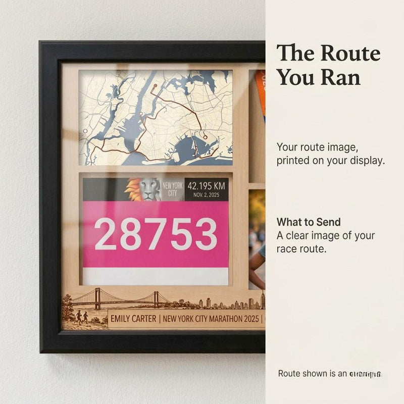 New York Marathon Shadow Box Display, Race Bib Medal and Photo Holder, Personalized Running Memory Box for Marathon Runners