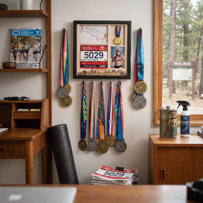 New York Marathon Shadow Box Display, Race Bib Medal and Photo Holder, Personalized Running Memory Box, Gift for Marathon Runners