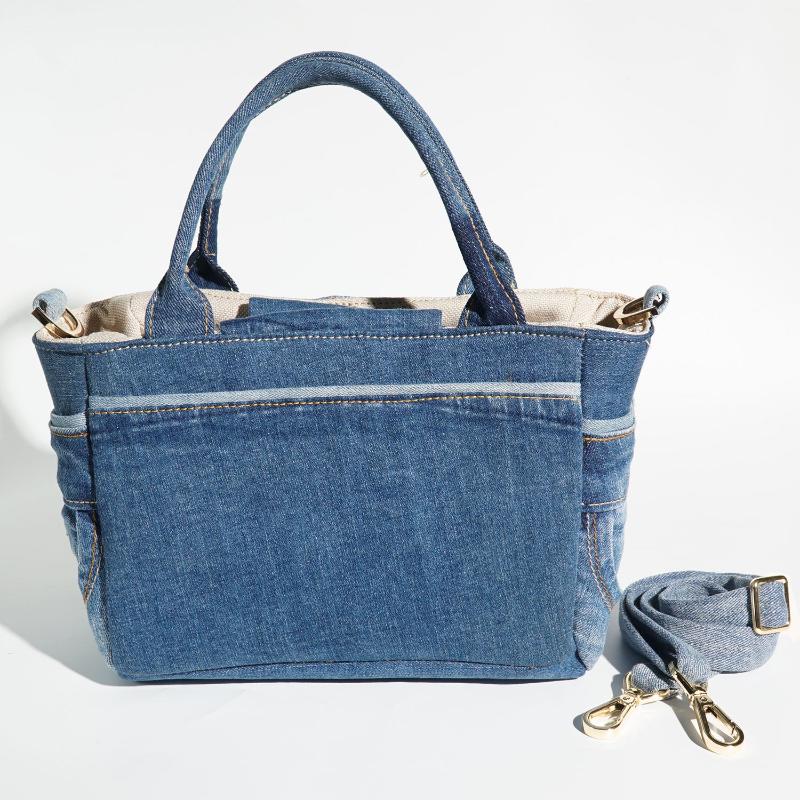 Recycle Multicolored Denim Handbag with Side Pocket