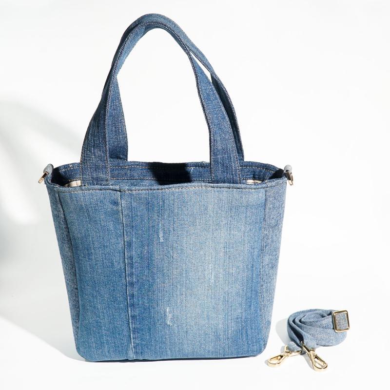 Eco-Friendly Recycle Chevron Medium Denim Tote Bag