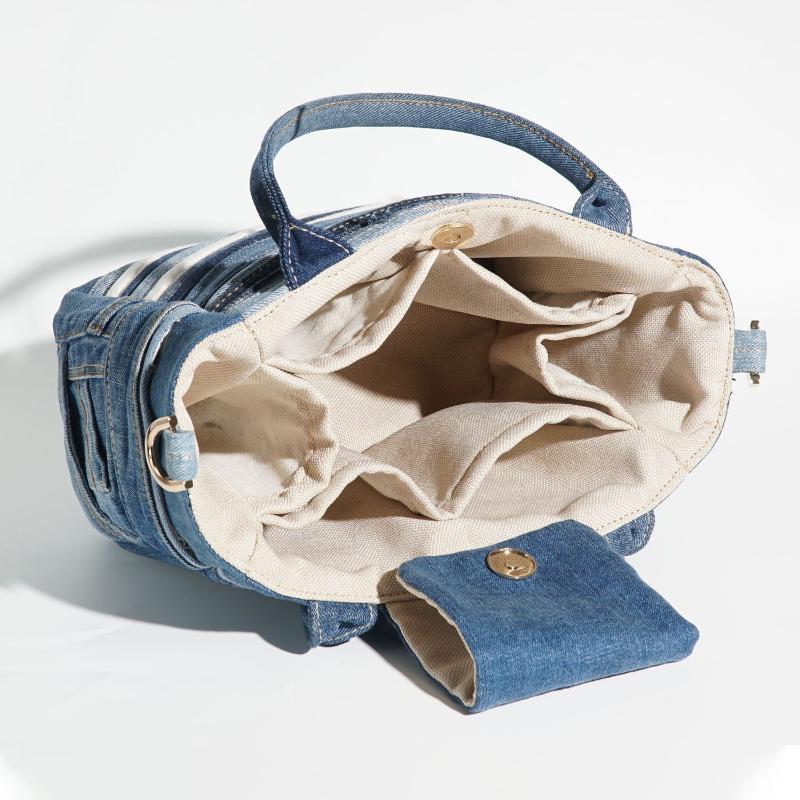 Recycle Multicolored Denim Handbag with Side Pocket