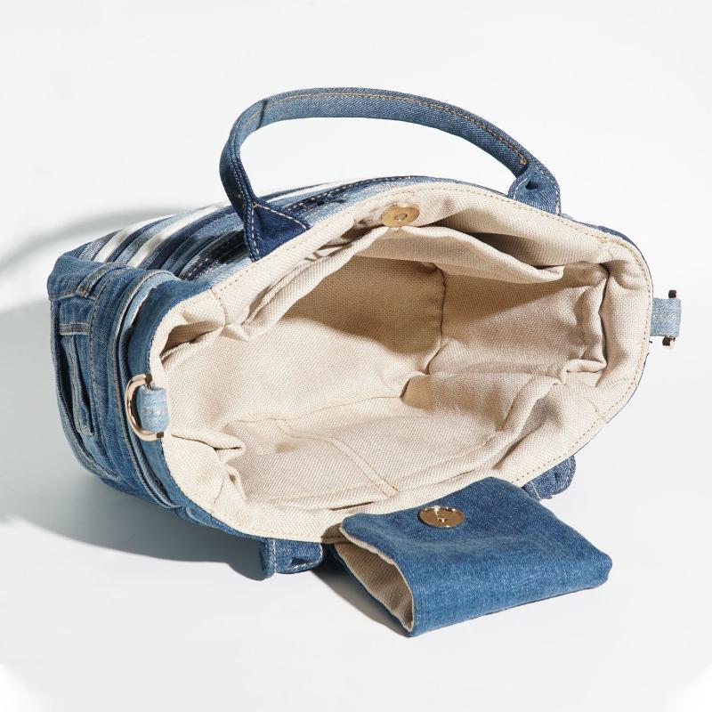 Recycle Multicolored Denim Handbag with Side Pocket