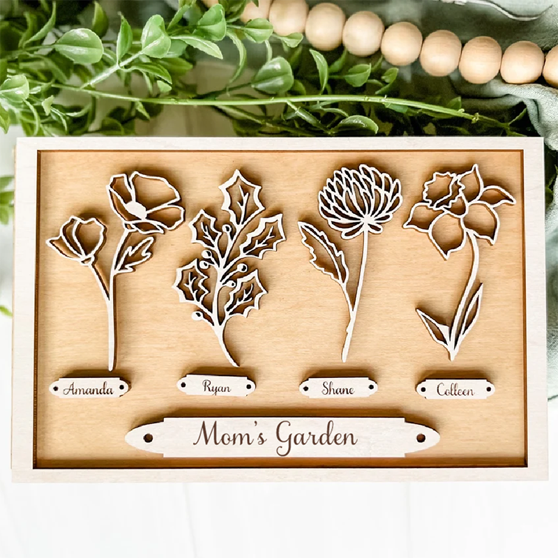 Personalized Birth Flower Sign for Mom and Grandma, Mother's Day Gift