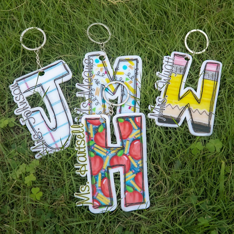 Personalized Monogrammed Teacher Appreciation Keychain, End of the year gift